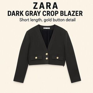 ✨Dark gray crop blazer Zara ✨
